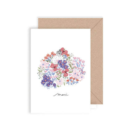 Carte double « Merci fleuri »