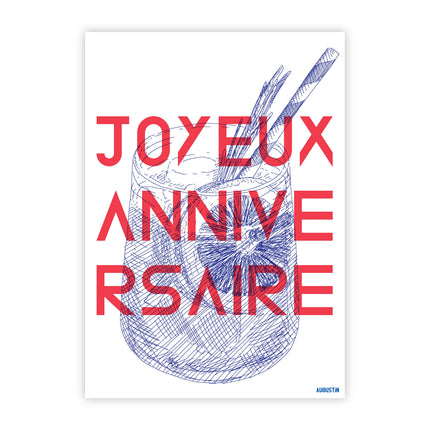Carte postale Joyeux anniversaire rouge