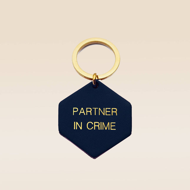 NEW Porte-clés en cuir bleu nuit Partner in crime