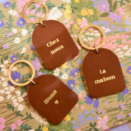 NEW Porte-clés en cuir camel Chez nous