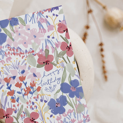 Carte double « Fleurs » - Joyeux anniversaire