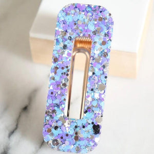 NEW Barrette rectangle paillettes violette