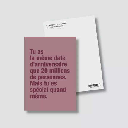 Carte Anniversaire Tu as la même date d’anniversaire... (avec enveloppe)