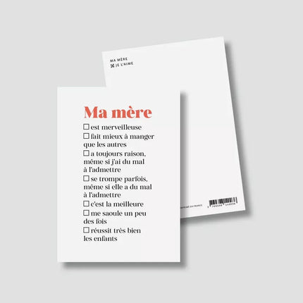 Carte Maman - carte à cocher (avec enveloppe)