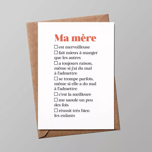 Carte Maman - carte à cocher (avec enveloppe)
