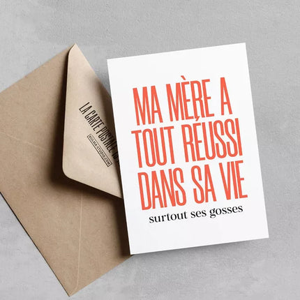 Carte Ma mère a tout réussi (avec enveloppe)