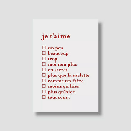 Carte à choix multiple Love : je t'aime comme