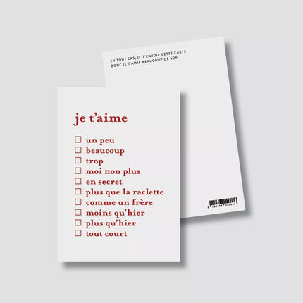 Carte à choix multiple Love : je t'aime comme