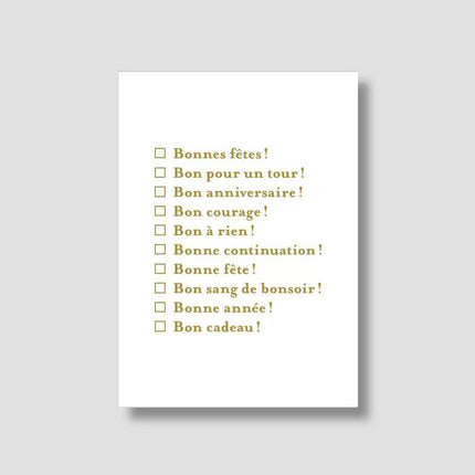 NEW Carte à choix multiple fêtes (avec enveloppe)