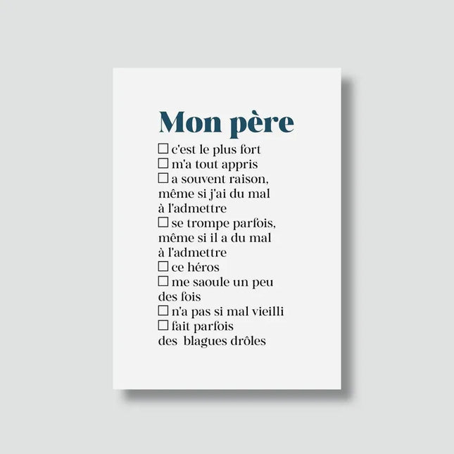 Carte Papa - carte à cocher (avec enveloppe)