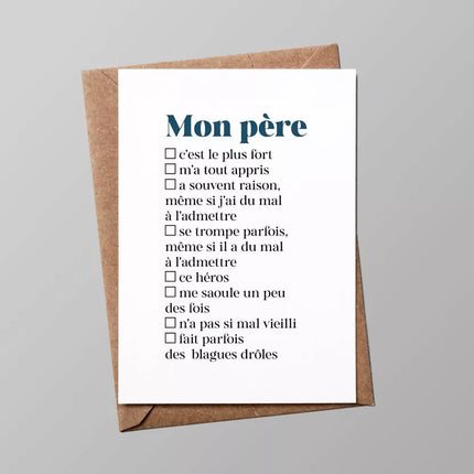 Carte Papa - carte à cocher (avec enveloppe)