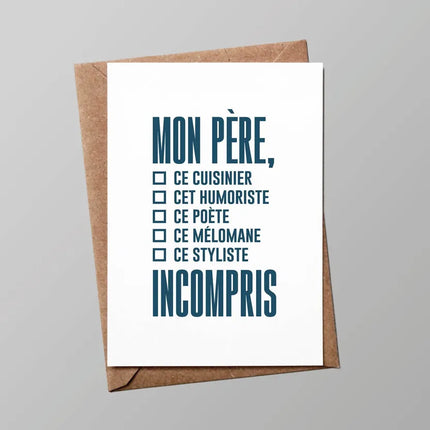 Carte Papa - génie incompris (avec enveloppe)