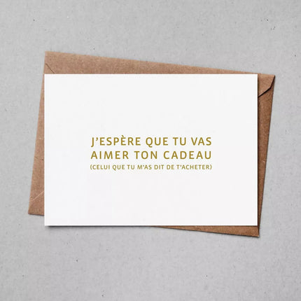 NEW Carte Cadeaux pas surprise (avec enveloppe)