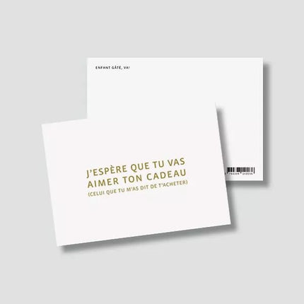 NEW Carte Cadeaux pas surprise (avec enveloppe)