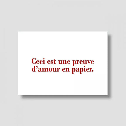Carte Preuve d'amour papier (avec enveloppe)