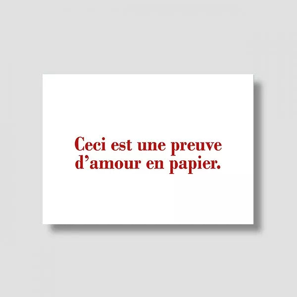Carte Preuve d'amour papier (avec enveloppe)