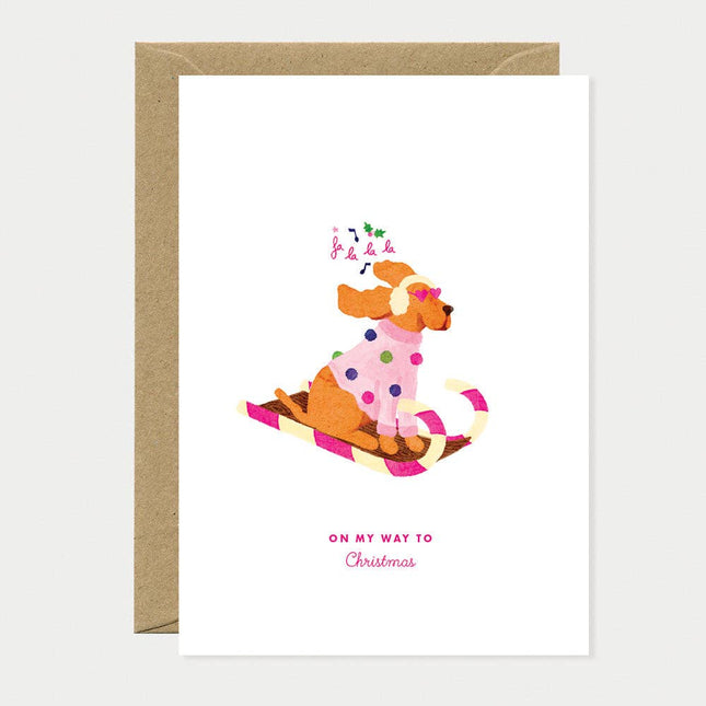 NEW Carte Traîneau à chiens de Noël