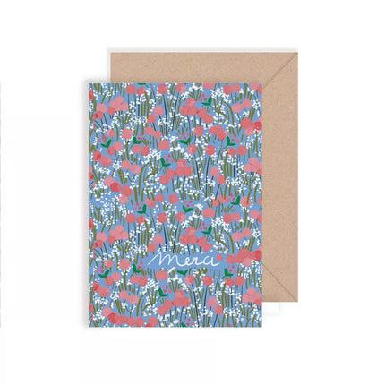 NEW Carte double Rose coquelicot