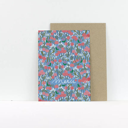 NEW Carte double Rose coquelicot