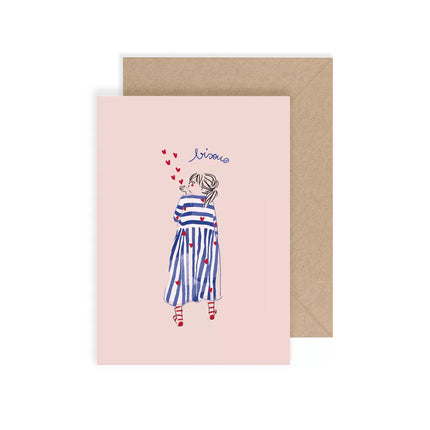 NEW Carte postale simple Bisous