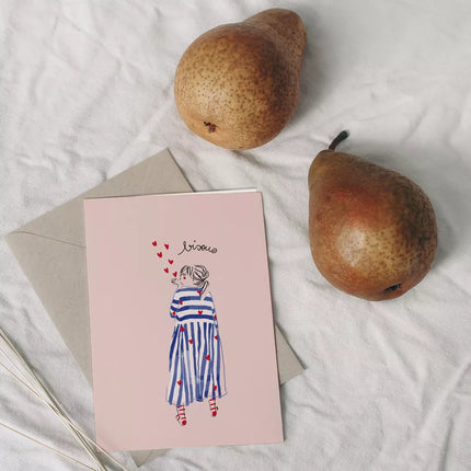 NEW Carte postale simple Bisous