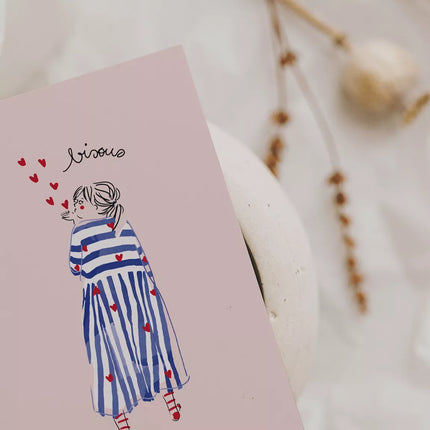NEW Carte postale simple Bisous