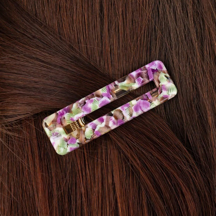 NEW Barrette rectangle Magenta et vert