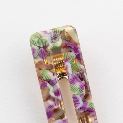 NEW Barrette rectangle Magenta et vert