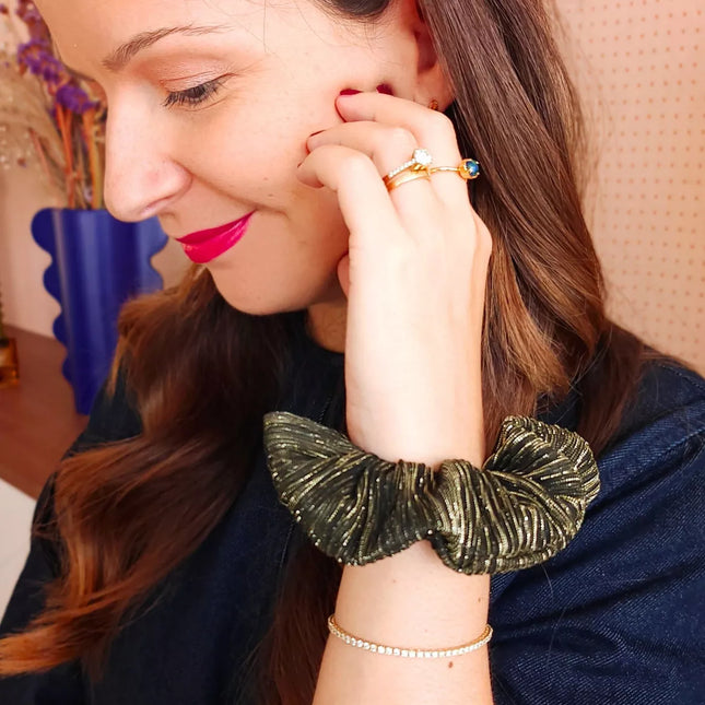 NEW Chouchou Plissé noir bronze