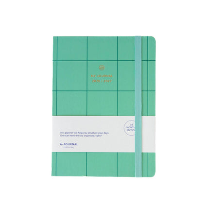 Agenda 18 mois 2026–2027 - carreaux vert menthe