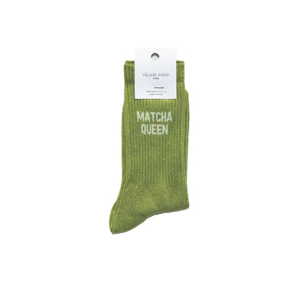 Chaussettes Matcha queen paillettes