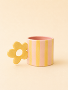 Mug rayé rose et jaune (450 ml)