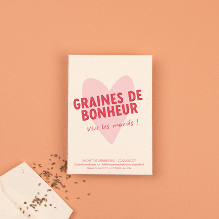 Sachet de graines de Coquelicot - Vive les mariés