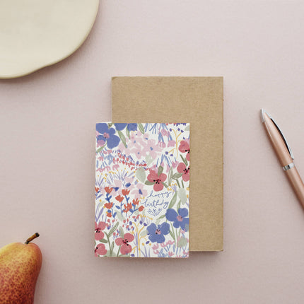 Carte double « Fleurs » - Joyeux anniversaire