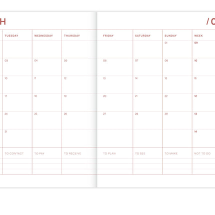 NEW Agenda 18 Mois Palmtree Rose