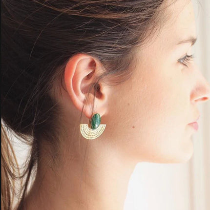NEW Boucles d'oreilles Aztèque Malachite