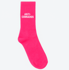 Chaussettes Anti connards - paillettes rose fluo