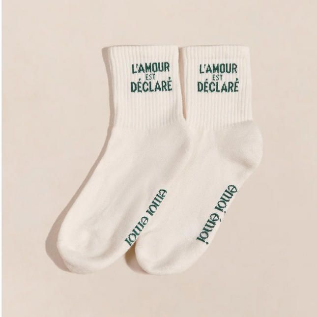 Chaussettes L'amour est déclaré crème (femme) Emoi Emoi