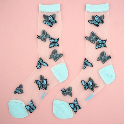 Chaussettes transparentes papillon