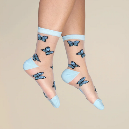 Chaussettes transparentes papillon