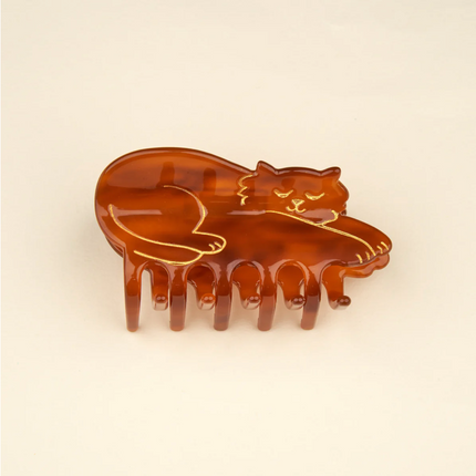 Pince à cheveux chat marron