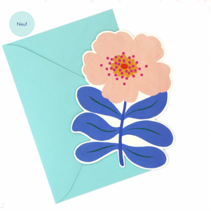 Carte découpée "Fleur rose"
