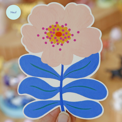 Carte découpée "Fleur rose"