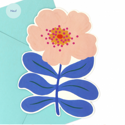 Carte découpée "Fleur rose"