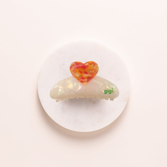 La pince coeur Nacre / abricot