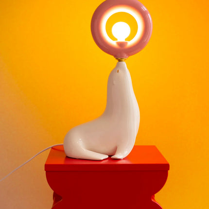 Petite lampe Pénélope blanc / rose