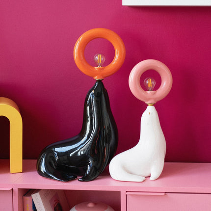 Petite lampe Pénélope blanc / rose