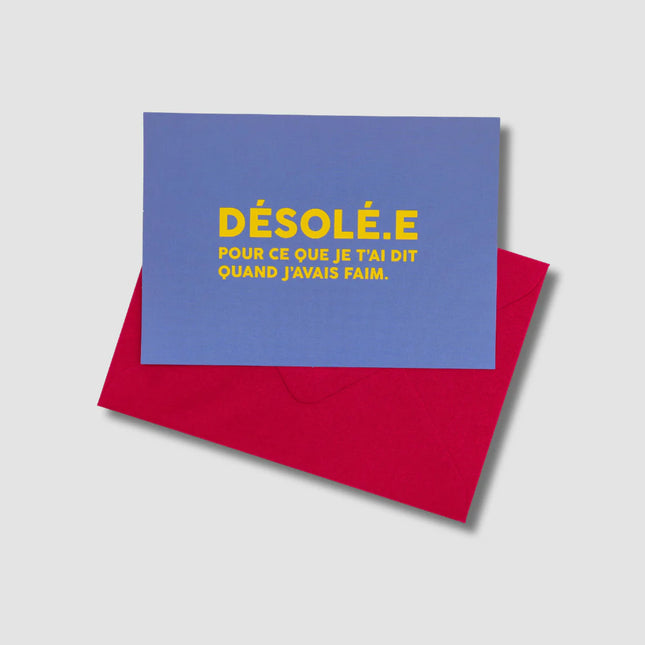 Carte Désolé.e j'avais faim