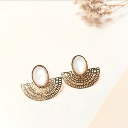 NEW Boucles d'oreilles Aztèque Nacre Blanche