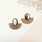 NEW Boucles d'oreilles Aztèque Nacre Grise
